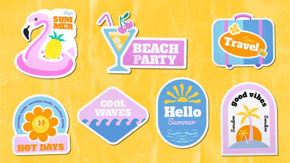 Videohive – Folded Summer Holiday Travel Stickers Pack