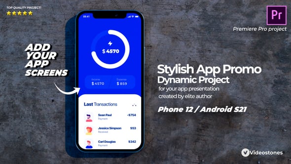 Videohive – Stylish Mobile App Promo – App Demonstration Video – 3d Mobile Mockup Premiere Pro