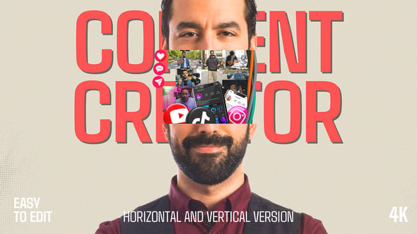 Videohive Modern Content Creator Intro | Collage Promo | Horizontal and vertical